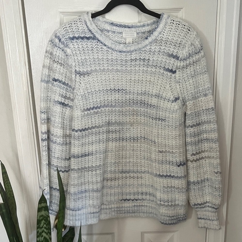 Caslon Cream and Blue Knit Sweater
